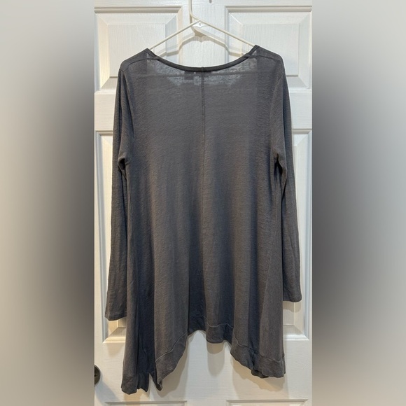 Tahari Lightweight Linen Cardigan Size M Gray Minimalist Cottage Beachy Preppy - Picture 2 of 6